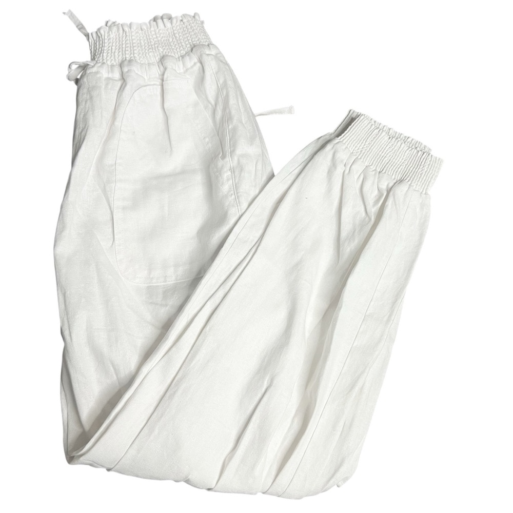 NWT Love Tree White Ruched Linen Blend Jogger Pants